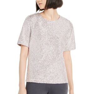 Monteau light pink sparkle t-shirt with stretch.